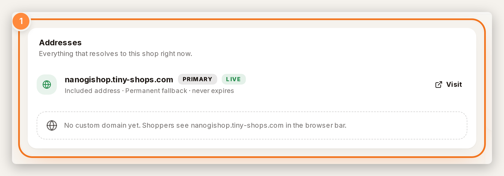 Addresses list with included tiny-shops.com fallback